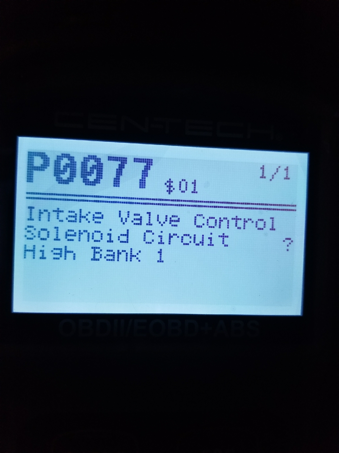 P0077 Malfunction Code - Intake Valve Control Solenoid Circuit High 